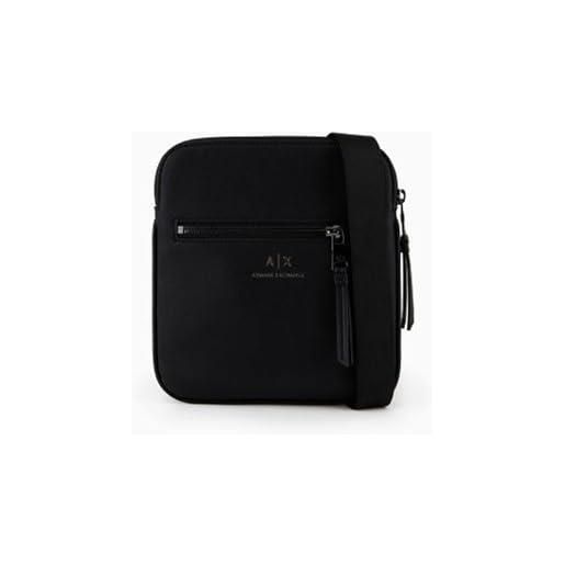 Armani Exchange flat shoulder bag made of eco-leather - tracolla uomini, black, 