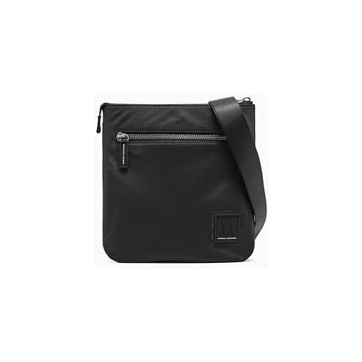 Armani Exchange icon flat crossbody, borsa a tracolla uomo, nero, taglia unica
