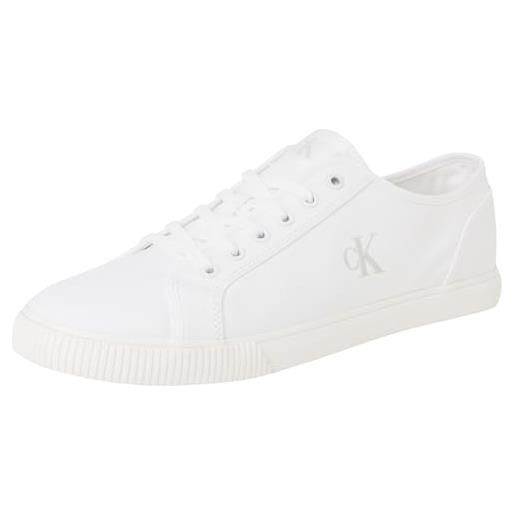 Calvin Klein ess vulc low mg canvas ym0ym01209, basso top uomo, white (triple bright white), 46 eu