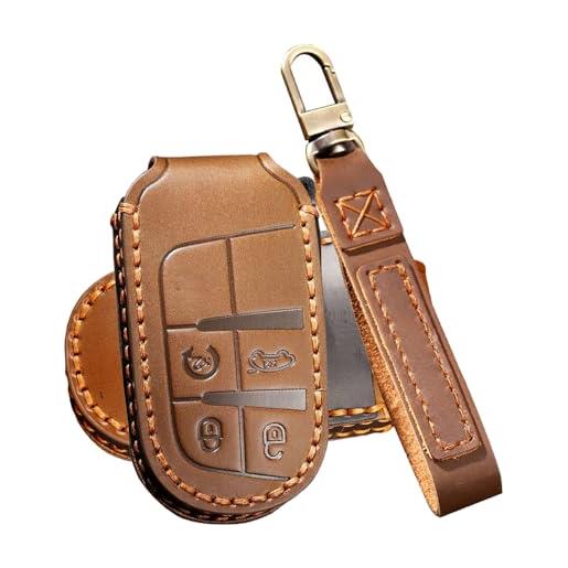 ATFIGII cover per chiave compatibile con jeep compass renegade compatibile con fiat 500x freemont guscio per la chiave 4 tasti marrone