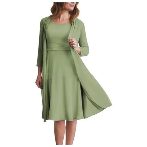 YIANN abiti da sposa in chiffon per madre della sposa con giacche abito formale a due pezzi, verde salvia, 44