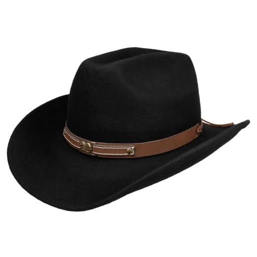 LIPODO cappello da cowboy horses uomo - made in italy di feltro lana inverno autunno/inverno - 55 cm nero