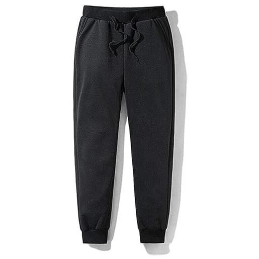 Nopuper Pantaloni della tuta invernali da uomo, foderati in pile Sherpa, con tasche con cerniera, Grigio scuro - Fondo aperto, M