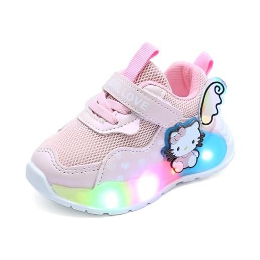 Emisünde scarpe luminose for bambini con cartoni animati, scarpe casual lampeggianti a led, scarpe sportive for bambine con luci, sneakers in rete traspirante (1-6 anni), rosa e viola(rosa, 23 eu)