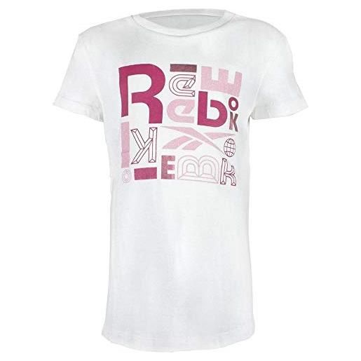 Reebok big puzzle, maglietta da bambina, bambina, maglietta, h73466rg, bianco, s