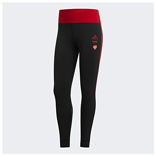 adidas own the run tgt leggings sportivi, donna, black/scarlet, 2xs