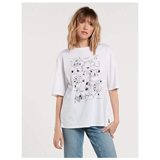 Volcom briand fa ss maglietta a maniche corte donna, donna, maglietta a maniche corte, b3532056, bianco, xs