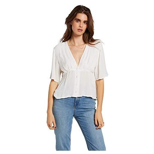 Volcom coco button thru top, donna, donna, top, b0432004, stella, bianco, xs