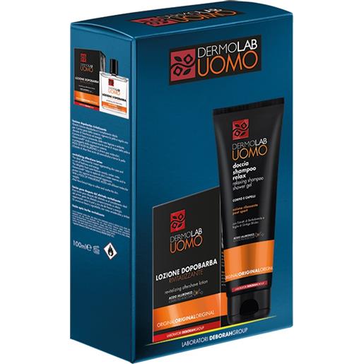 CONFEZIONI REGALO dermolab uomo cofanetto con doccia shampoo relax 250ml e lozione dopobarba rivitalizzante 100ml