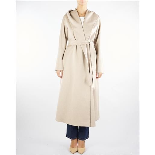 MAX MARA STUDIO cappotto naturale in puro cashmere con cappuccio