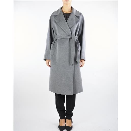 MAX MARA WEEKEND cappotto grigio midi doppiopetto in lana resina