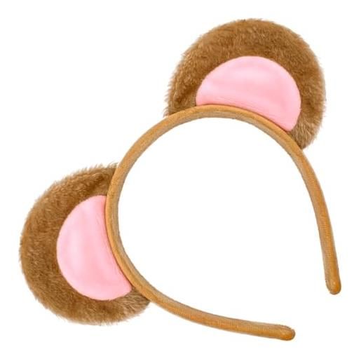 Qianyu fascia per capelli con orecchie da orso giallo, per adulti, per halloween, festival, cosplay, feste, trucco, lavaggio del viso, orecchie di animali di peluche, fasce natalizie per carnevale (marrone)