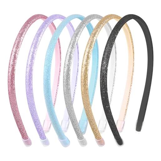WY LIGHTING LEVEL 6 fasce per capelli con paillettes rivestite con graziosi glitter per ragazze, alla moda, da donna, per feste e attività (lilla/nero/rosa/oro/blu/argento)