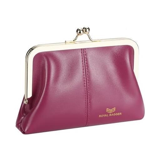 Royal Bagger moda in vera pelle rfid blocco portafoglio da donna con blocco bacio, slot per carte e tasca per monete con cerniera 4120 (rosa)