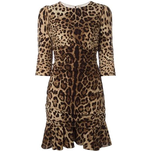 Dolce & gabbana silk leopard ruched dress