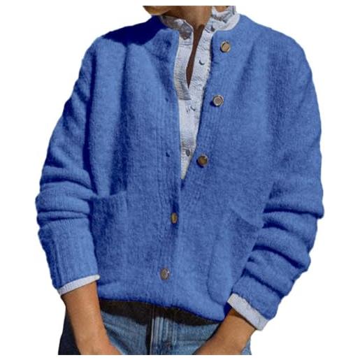 Generic maglioni lavorati a maglia 2024 top da donna di natale maglione cardigan in maglia da donna alla moda casual a maniche lunghe aperto con bottoni frontali a costine giacche maglione autunnali 2025