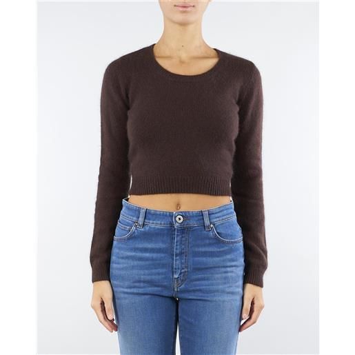 TWIN SET maglia moro in misto angora con spilla