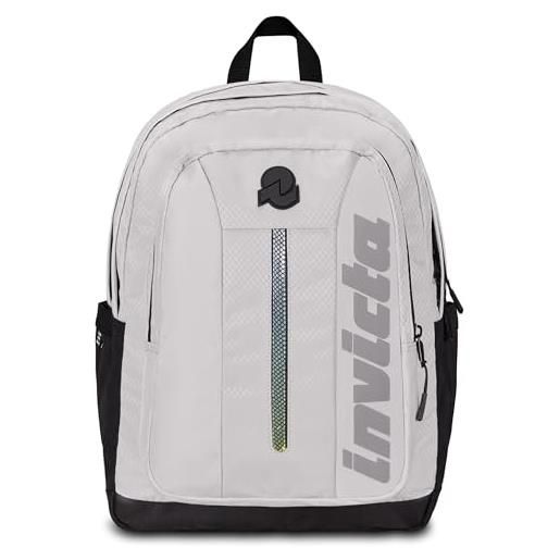 Invicta zaino scuola jelek up led, grigio, zaino doppio scomparto super capiente con tasca porta pc o tablet, tasca porta borraccia e tasca con organizer, scuole medie superiori e viaggio, ragazzo