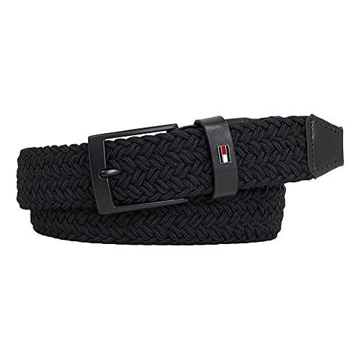 Tommy Hilfiger uomo cintura new adan belt 3.5 cintura in tessuto, nero (black), 80 cm