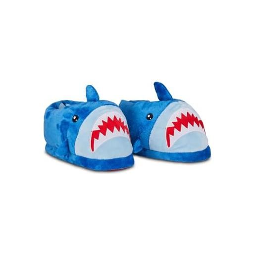 SJ GANG STYLE JAM GANG moppine pantofole personaggio squalo per bambini, pelose, invernali, taglie 29-32, idea regalo