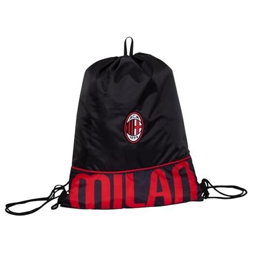 Seven sacca sportiva ac milan glorious history per ragazzi, apertura con coulisse, bambino, ragazzo, calcio, prodotto ufficiale, idea regalo, sport, scuola zaino