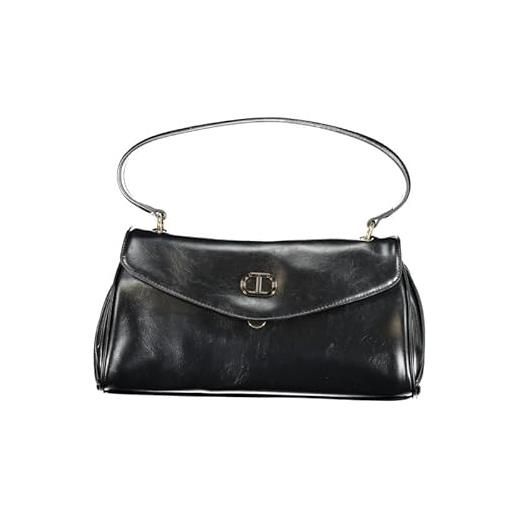 TWINSET borsa donna top handle in pelle verniciata, contemporaneo, con tracolla regolabile, 36x15x17 cm, nero