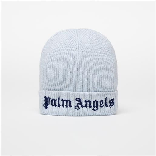 Palm Angels Kids berretto Palm Angels Kids logo knit beanie light blue/ navy blue ii