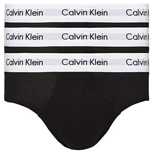 Calvin Klein confezione 3 slip uomo tripack mutande ck articolo u2661g 3p hip brief, 001 nero - black, m