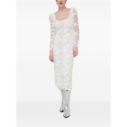 Desigual abito con pizzo e maniche a palloncino - bianco