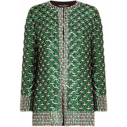 Dolce & Gabbana giacca aperta in tweed - verde