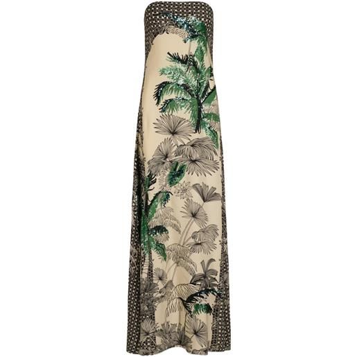 Johanna Ortiz abito lungo simbologia con paillettes - toni neutri