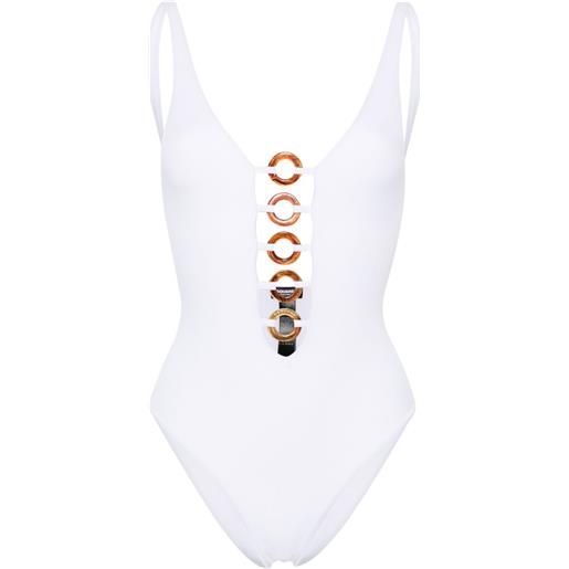 DSQUARED2 costume intero rings con logo - bianco