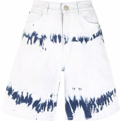 Stella McCartney shorts denim con fantasia tie dye - blu