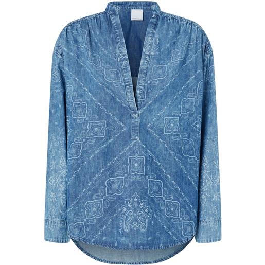 PINKO blusa denim con stampa bandana