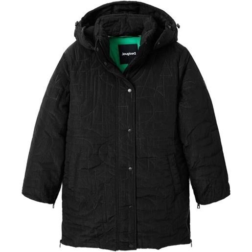 Desigual cappotto imbottito con logo - nero