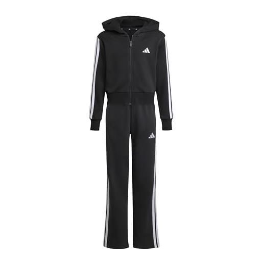 adidas fille essentials tracksuit, black/white, 11-12 years