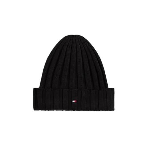 Tommy Hilfiger small flag beanie au0au01526 berretto, black (black), s unisex-bambini e ragazzi