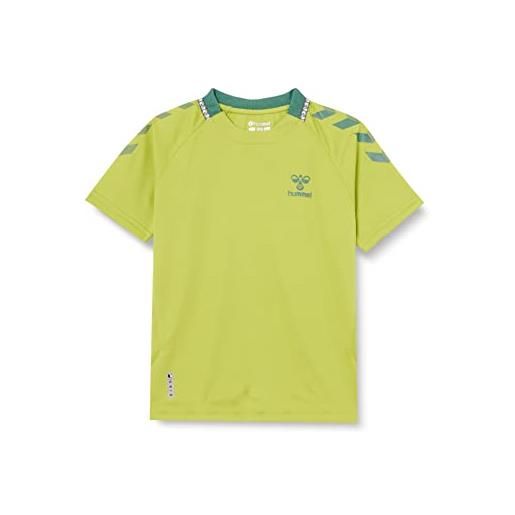 hummel hmlongrid poly jersey s/s kids t shirt, dark citron/myrtle, 152 eu