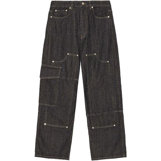 GANNI jeans fluffy a gamba ampia - nero