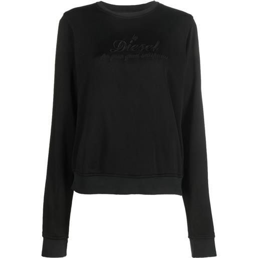 Diesel felpa girocollo con ricamo - nero