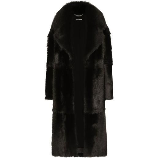 Dolce & Gabbana cappotto in shearling monopetto - nero