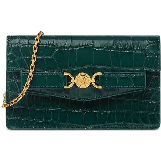 Versace portafoglio medusa '95 con effetto coccodrillo - verde