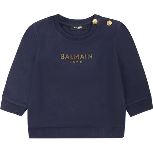 Balmain Kids felpa con logo - blu