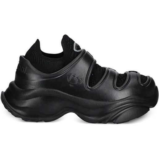 Desigual sneakers in maglia con strappo - nero