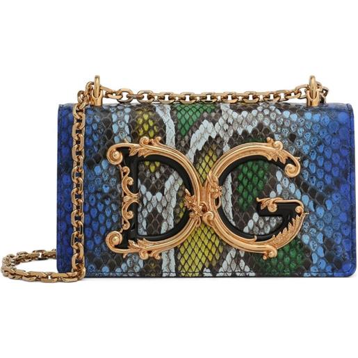 Dolce & Gabbana borsa a tracolla dg girls con effetto pitonato - blu