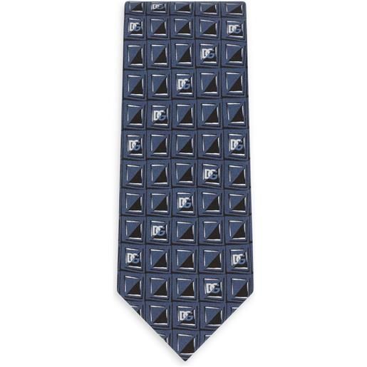 Dolce & Gabbana cravatta con logo jacquard - blu