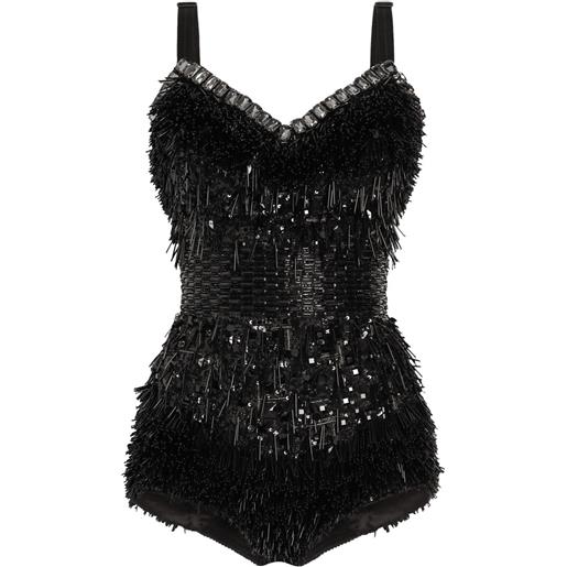 Dolce & Gabbana body con perline - nero
