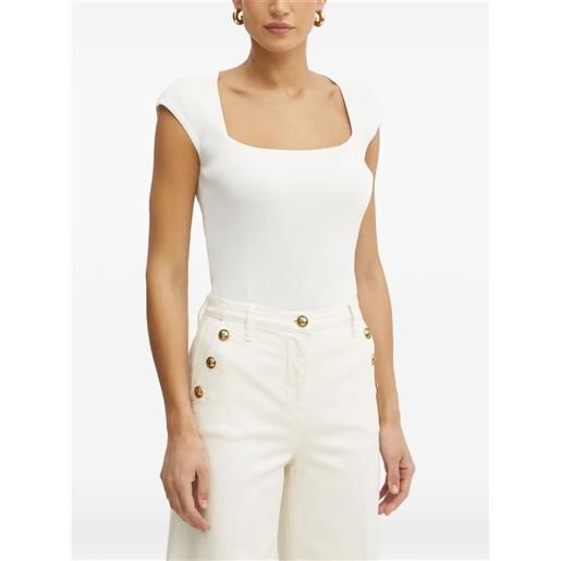 LUISA SPAGNOLI canotta a coste con scollo squadrato - bianco