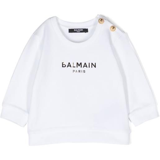 Balmain Kids felpa con logo floccato - bianco