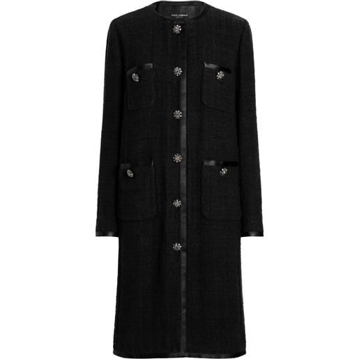 Dolce & Gabbana cappotto monopetto in tweed - nero